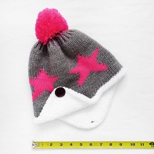 NEW Cotton Knit Ear Flap/Trapper Pom Beanie Hat One Sz